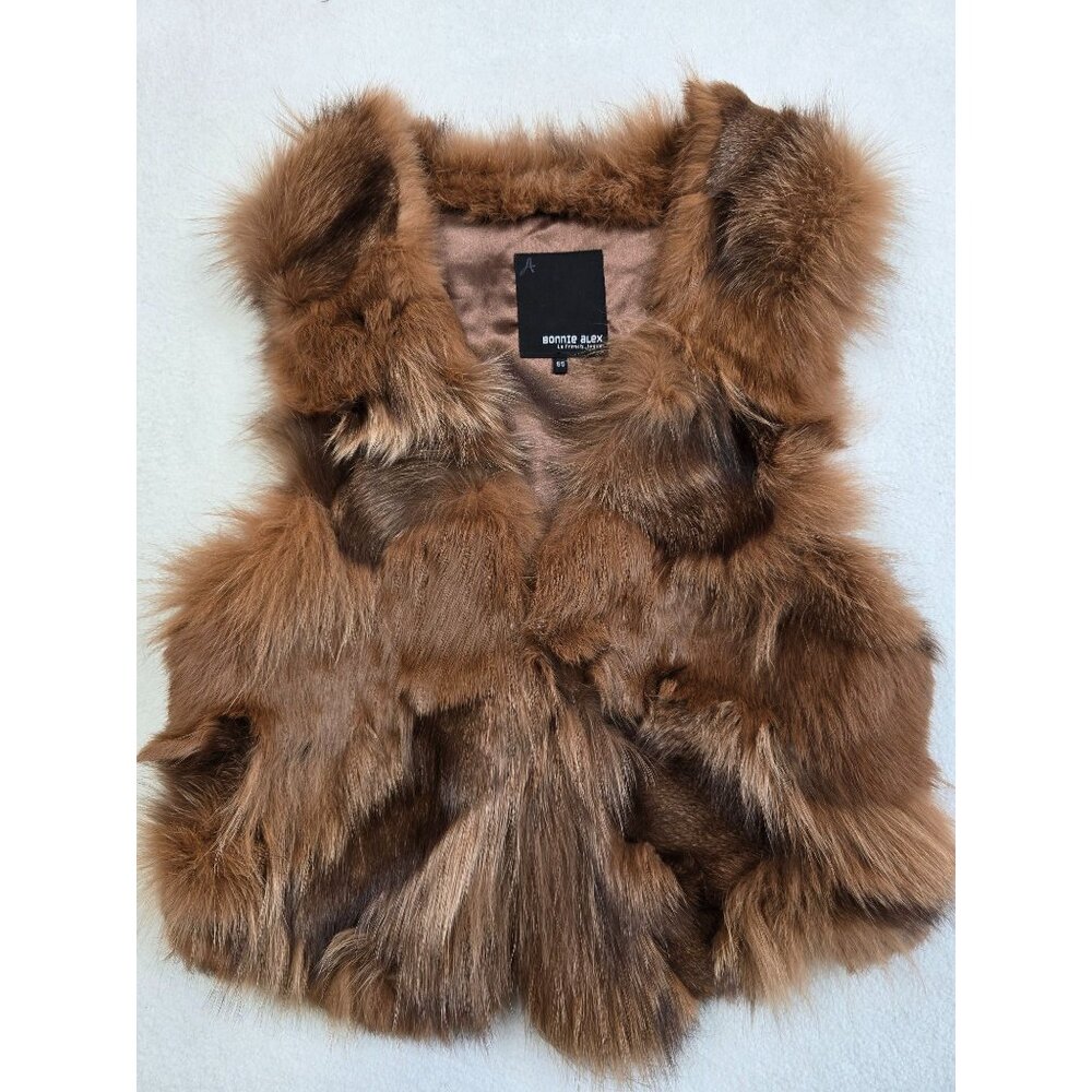 Bonnie Alex Faux Fur Brown Vest For Women Size XS/S - Picture 1 of 3